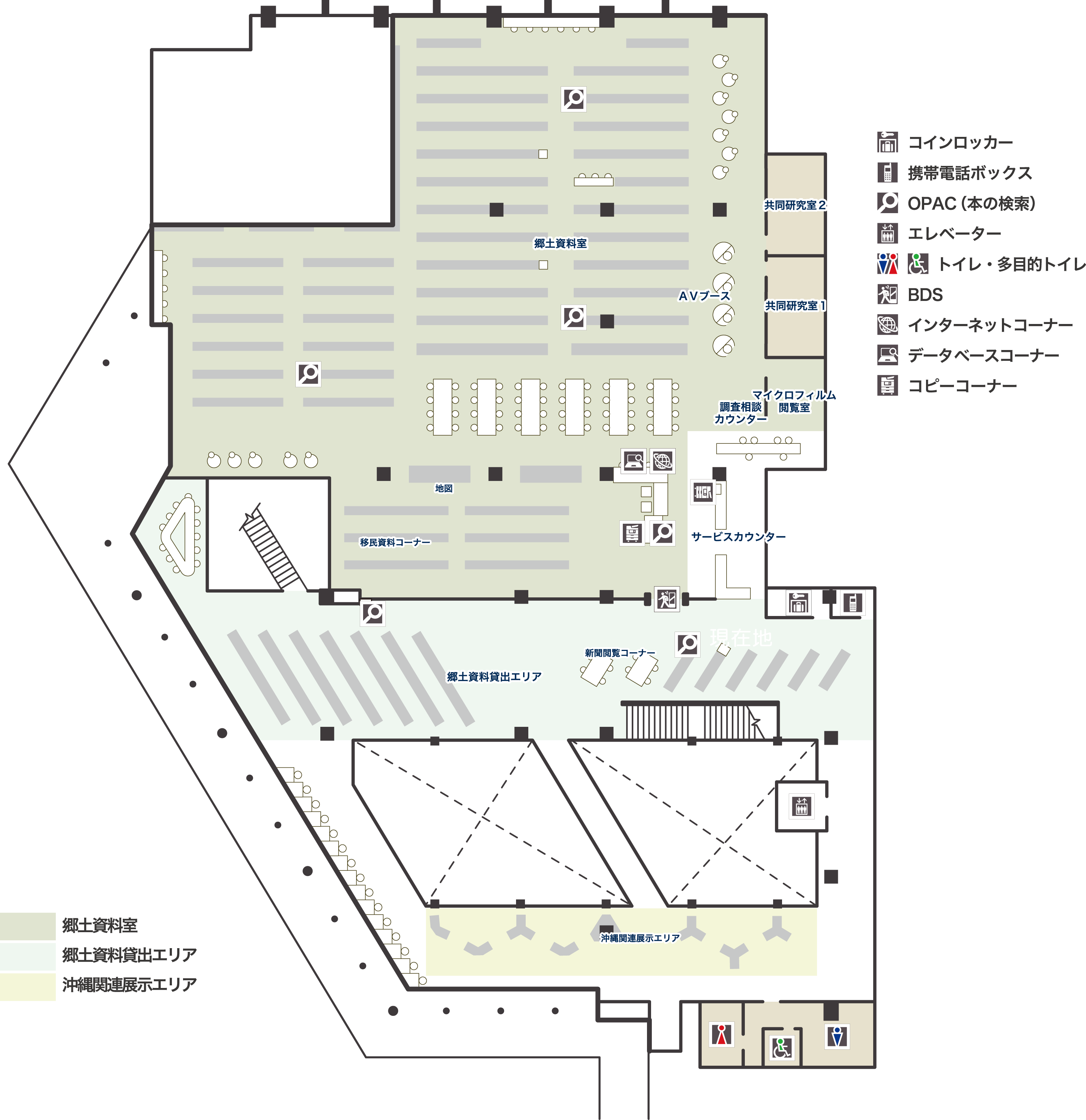 沖縄県立図書館5階フロアマップ